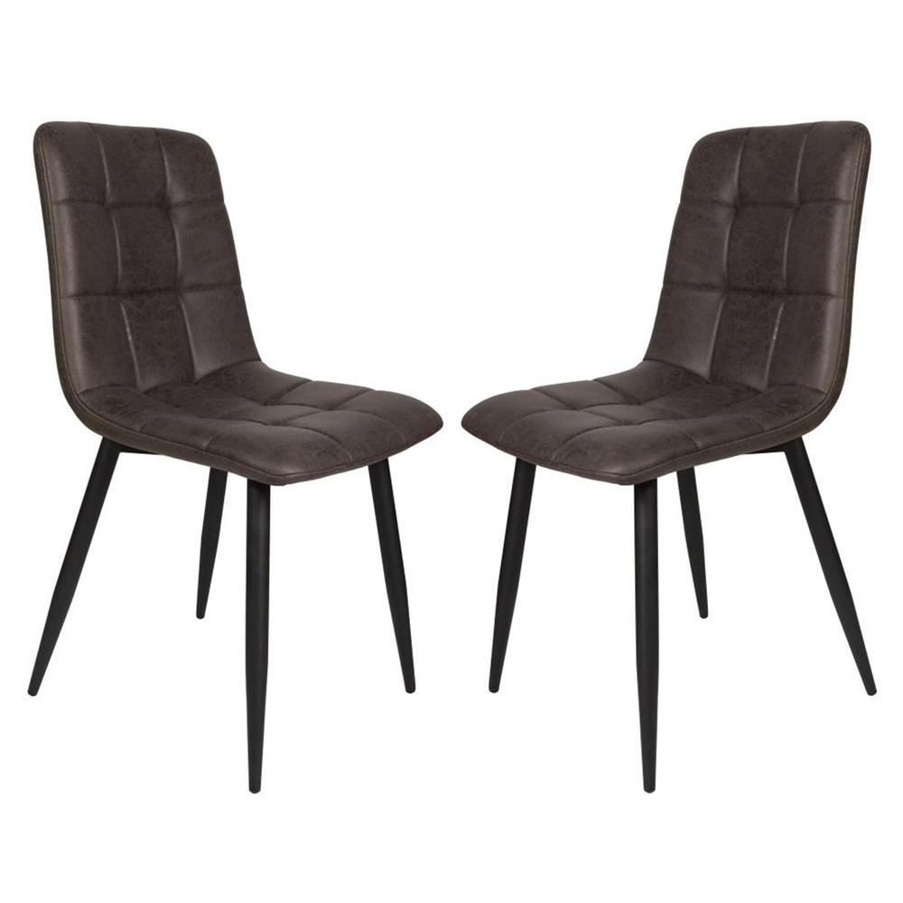 Set Of 2 Cristo Ultrasuede Fabric Dining Chair - Grey Fast shipping On sale