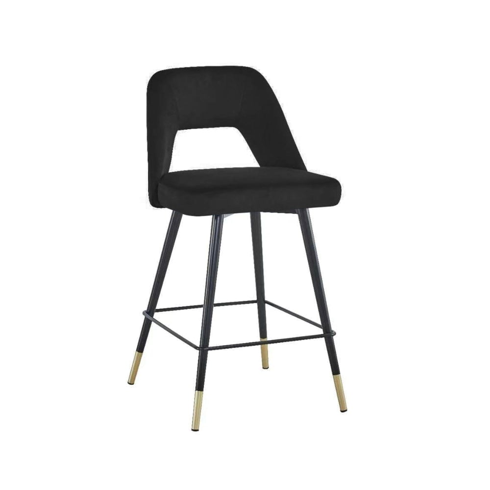 Set of 2 Delphi Velvet Fabric Kitchen Bar Stool - Black Fast shipping On sale