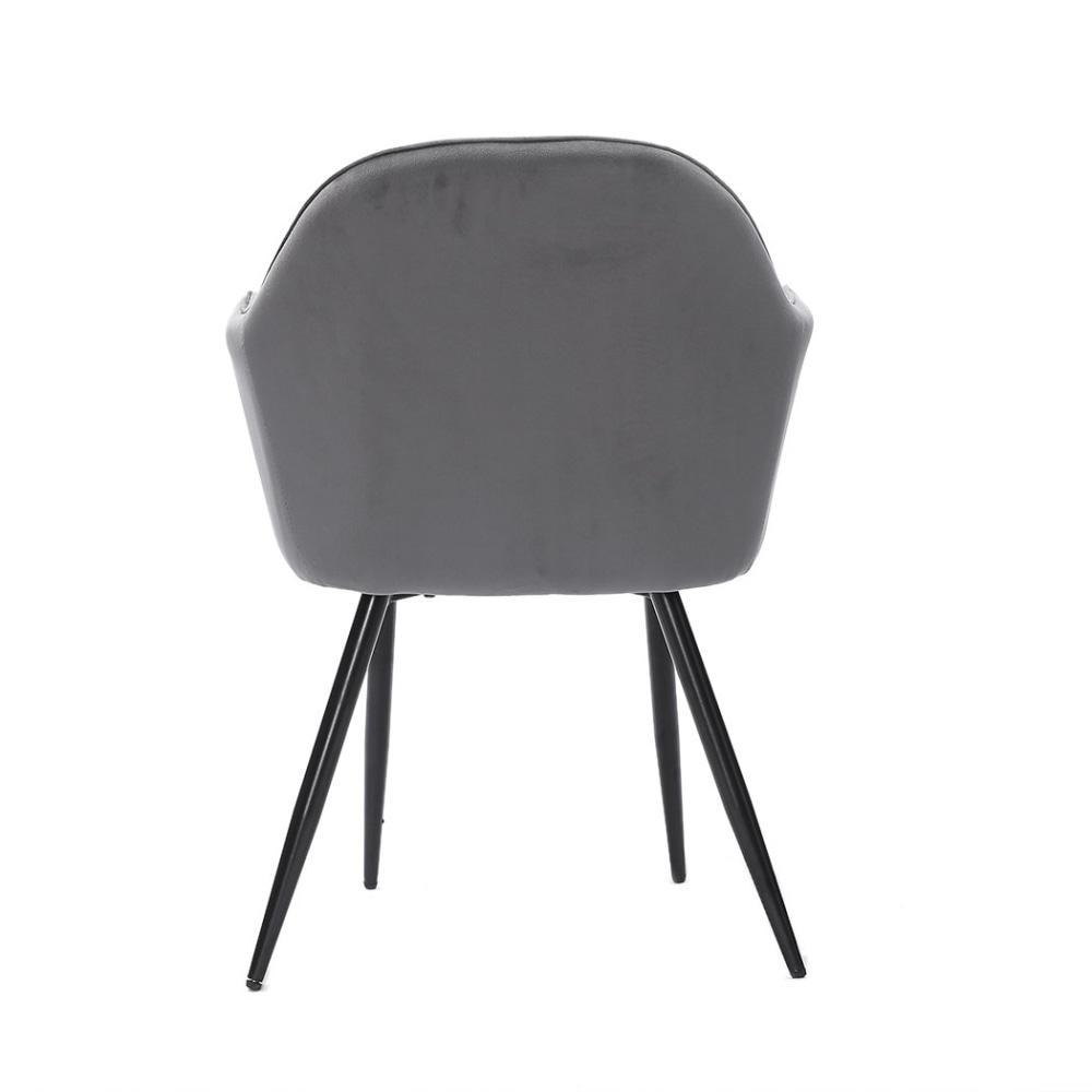 Set of 2 Dining Chairs Kitchen Steel Chair Velvet Removable Cushion Seat Covers Grey Fast shipping On sale