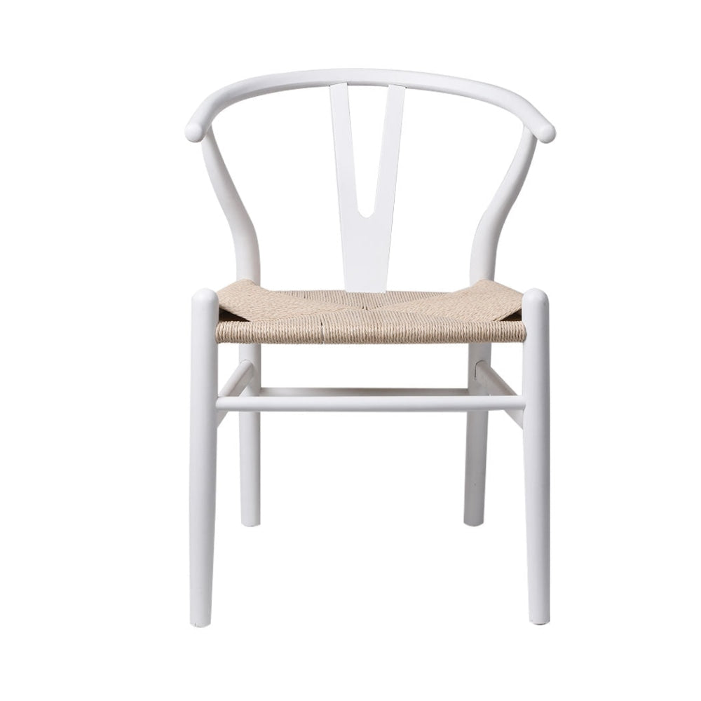 Set of 2 Dining Chairs Rattan Seat Side Chair Kitchen Wood Furniture White Fast shipping On sale