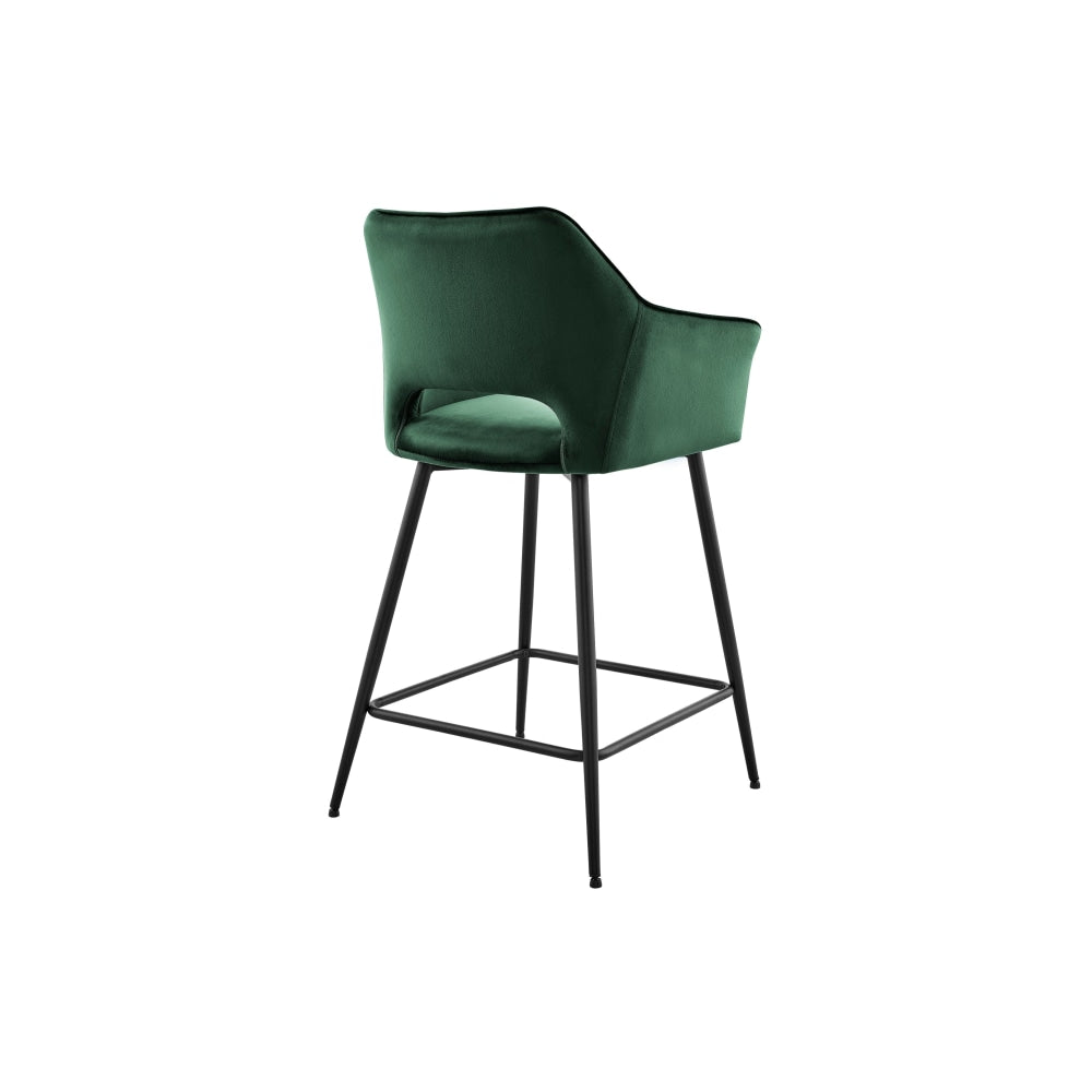 Set of 2 Dublin Fabric Kitchen Counter Bar Stools Metal Frame - Dark Green Stool Fast shipping On sale