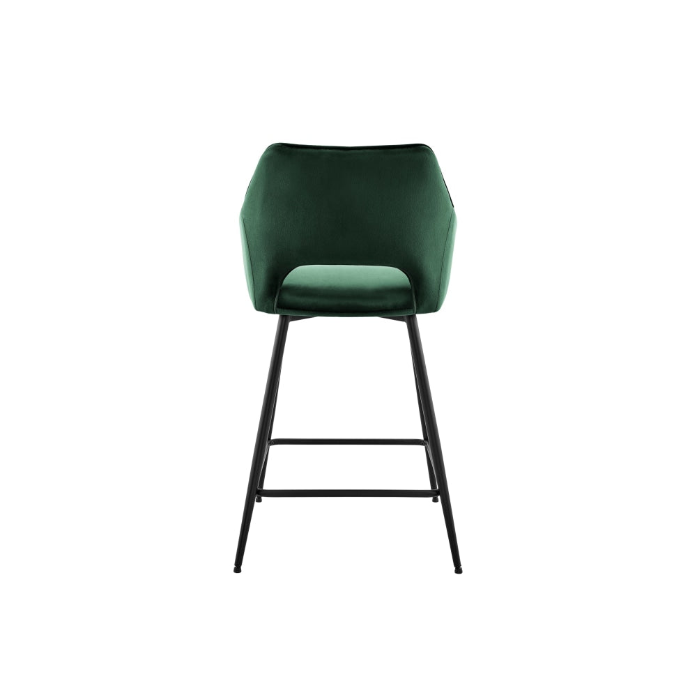 Set of 2 Dublin Fabric Kitchen Counter Bar Stools Metal Frame - Dark Green Stool Fast shipping On sale