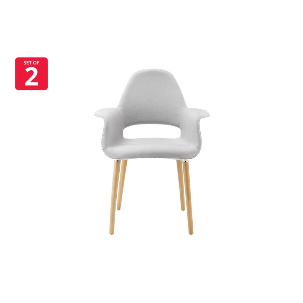 Set of 2 Eames Replica Organic Fabric Kitchen Dining Chair Armchair - Grey Fast shipping On sale