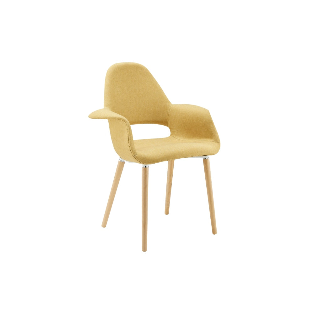 Set of 2 Eames Replica Organic Fabric Kitchen Dining Chair Armchair - Mustard Yellow Fast shipping On sale