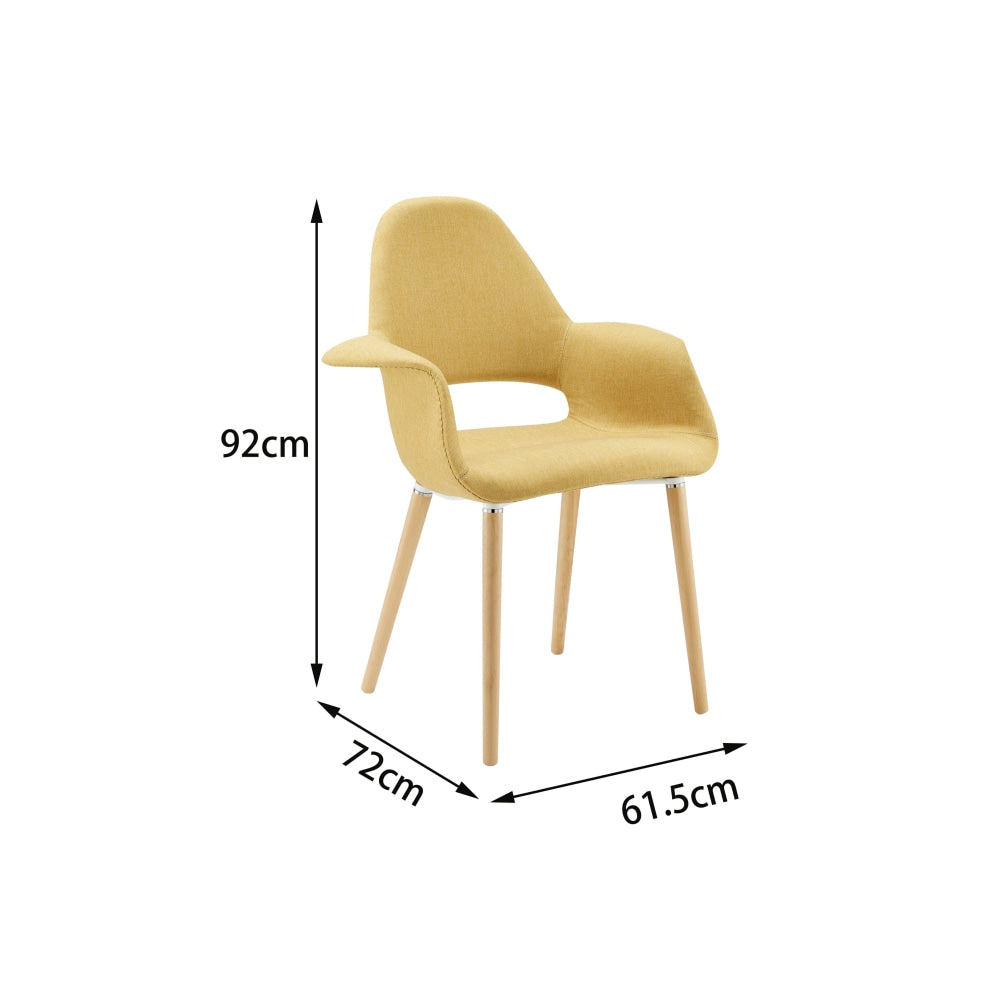 Set of 2 Eames Replica Organic Fabric Kitchen Dining Chair Armchair - Mustard Yellow Fast shipping On sale