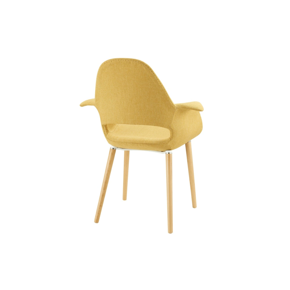 Set of 2 Eames Replica Organic Fabric Kitchen Dining Chair Armchair - Mustard Yellow Fast shipping On sale