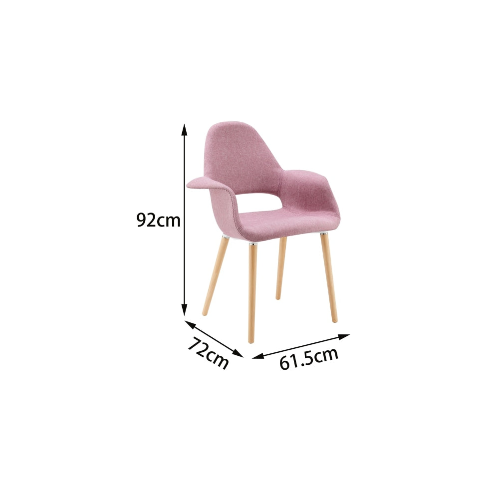 Set of 2 Eames Replica Organic Fabric Kitchen Dining Chair Armchair - Rose Pink Fast shipping On sale