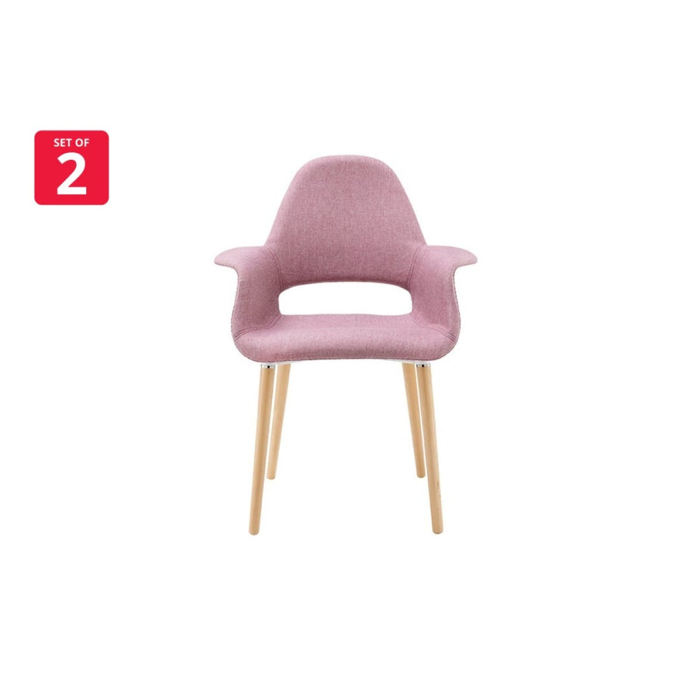 Set of 2 Eames Replica Organic Fabric Kitchen Dining Chair Armchair - Rose Pink Fast shipping On sale