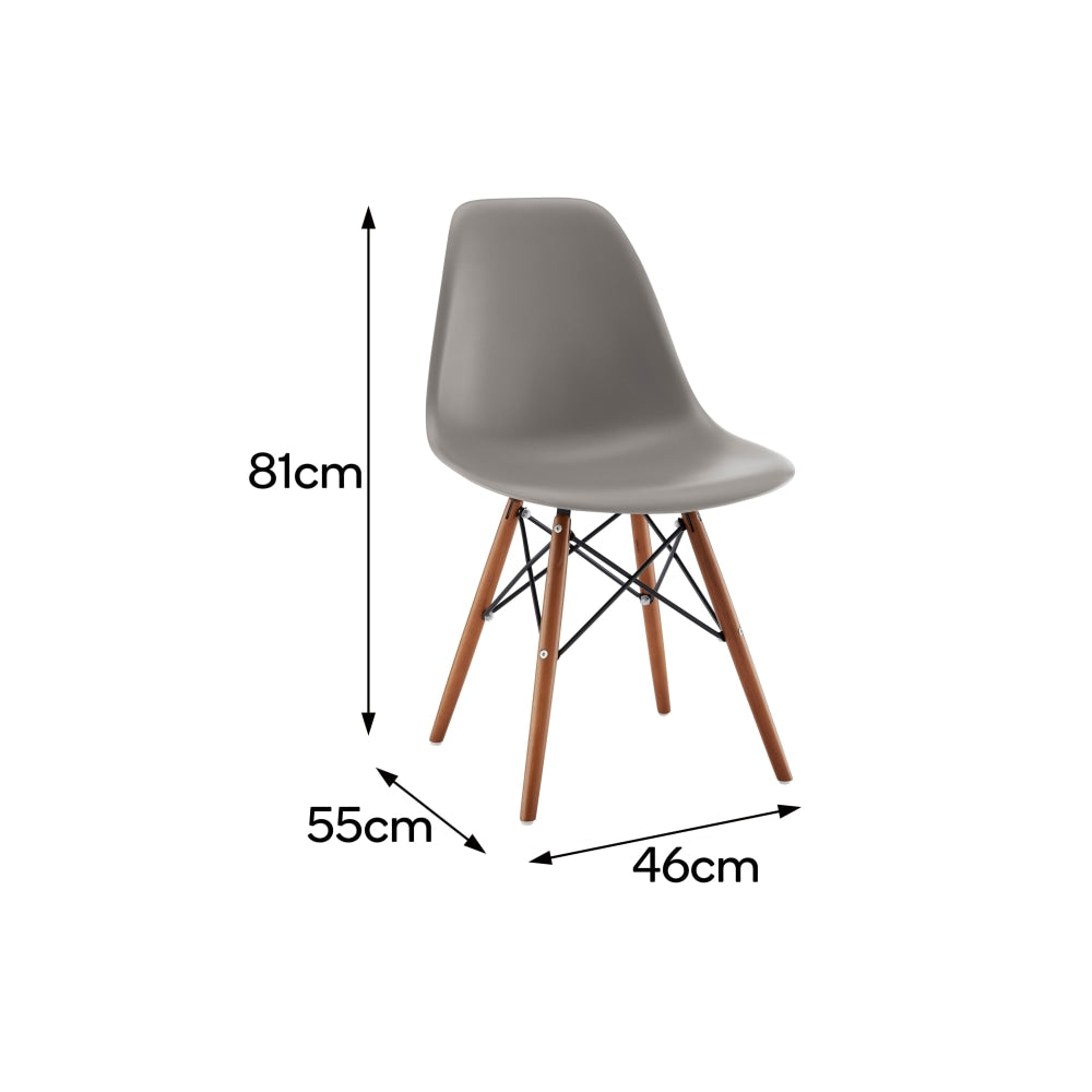 Set of 2 Eames Replica Premium DSW Kitchen Dining Side Chairs - Grey Seat/Walnut Legs / Walnut Chair Fast shipping On sale