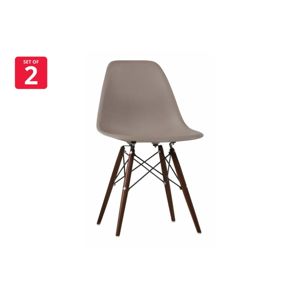 Set of 2 Eames Replica Premium DSW Kitchen Dining Side Chairs - Grey Seat/Walnut Legs / Walnut Chair Fast shipping On sale