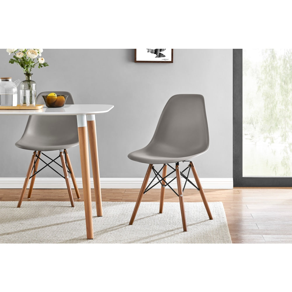 Set of 2 Eames Replica Premium DSW Kitchen Dining Side Chairs - Grey Seat/Walnut Legs / Walnut Chair Fast shipping On sale