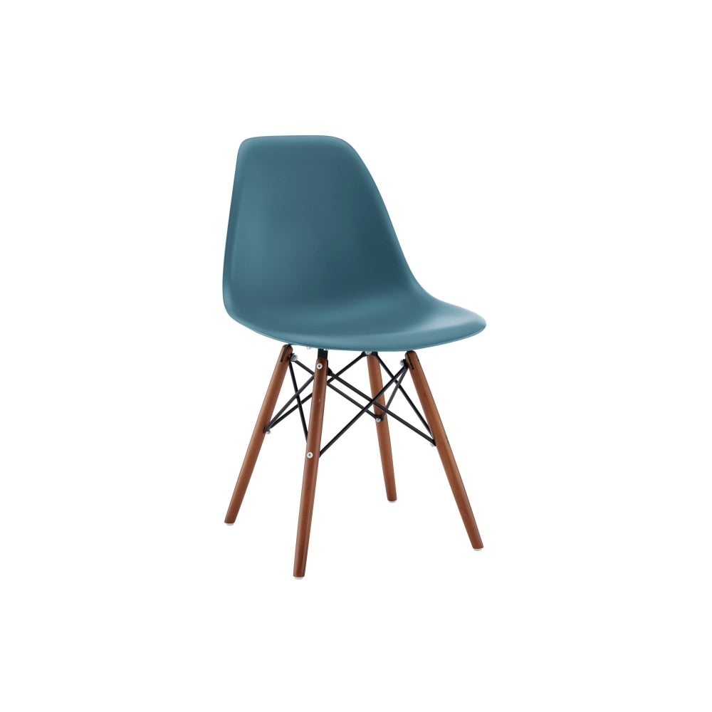 Set of 2 Eames Replica Premium DSW Kitchen Dining Side Chairs - Teal Seat/Walnut Legs / Walnut Chair Fast shipping On sale