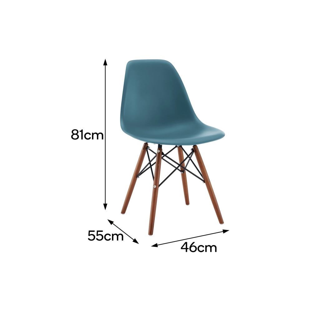 Set of 2 Eames Replica Premium DSW Kitchen Dining Side Chairs - Teal Seat/Walnut Legs / Walnut Chair Fast shipping On sale