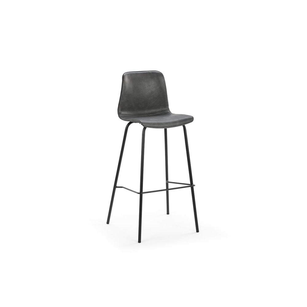 Set of 2 Emerson High Back PU Kitchen Counter Bar Stools - Charcoal Stool Fast shipping On sale