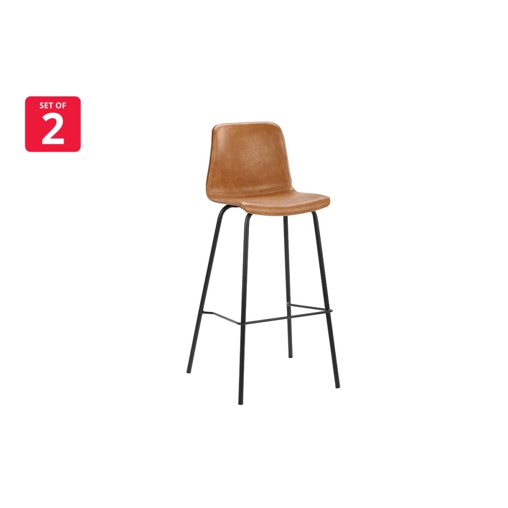 Set of 2 Emerson High Back PU Kitchen Counter Bar Stools - Tan Stool Fast shipping On sale