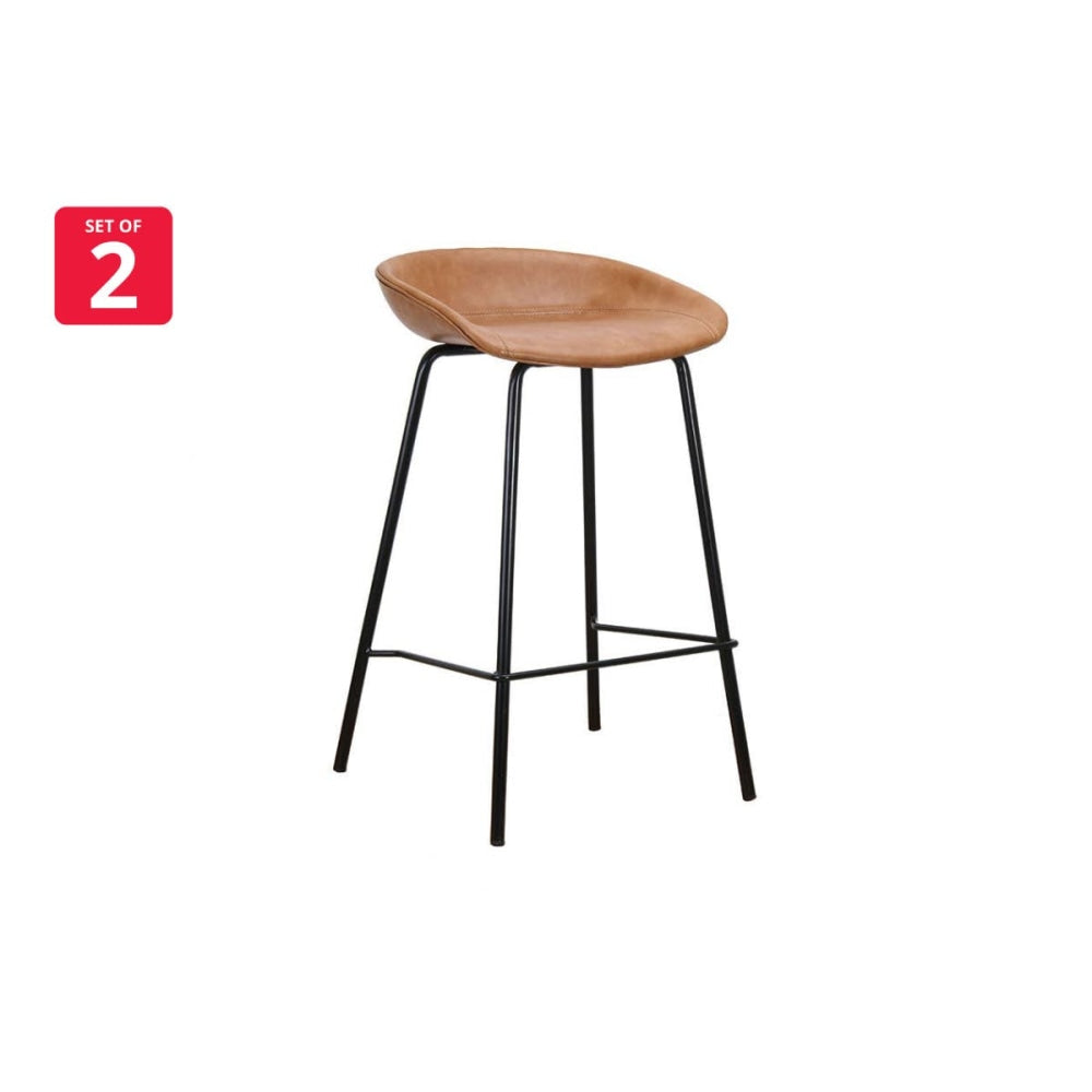 Set of 2 Emerson Plain Kitchen Counter Bar Stools - Brown Stool Fast shipping On sale