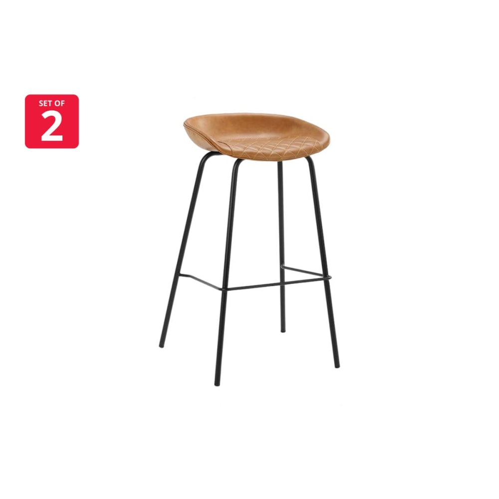 Set of 2 Emerson Premium Quilted Kitchen Counter Bar Stools - Tan Stool Fast shipping On sale