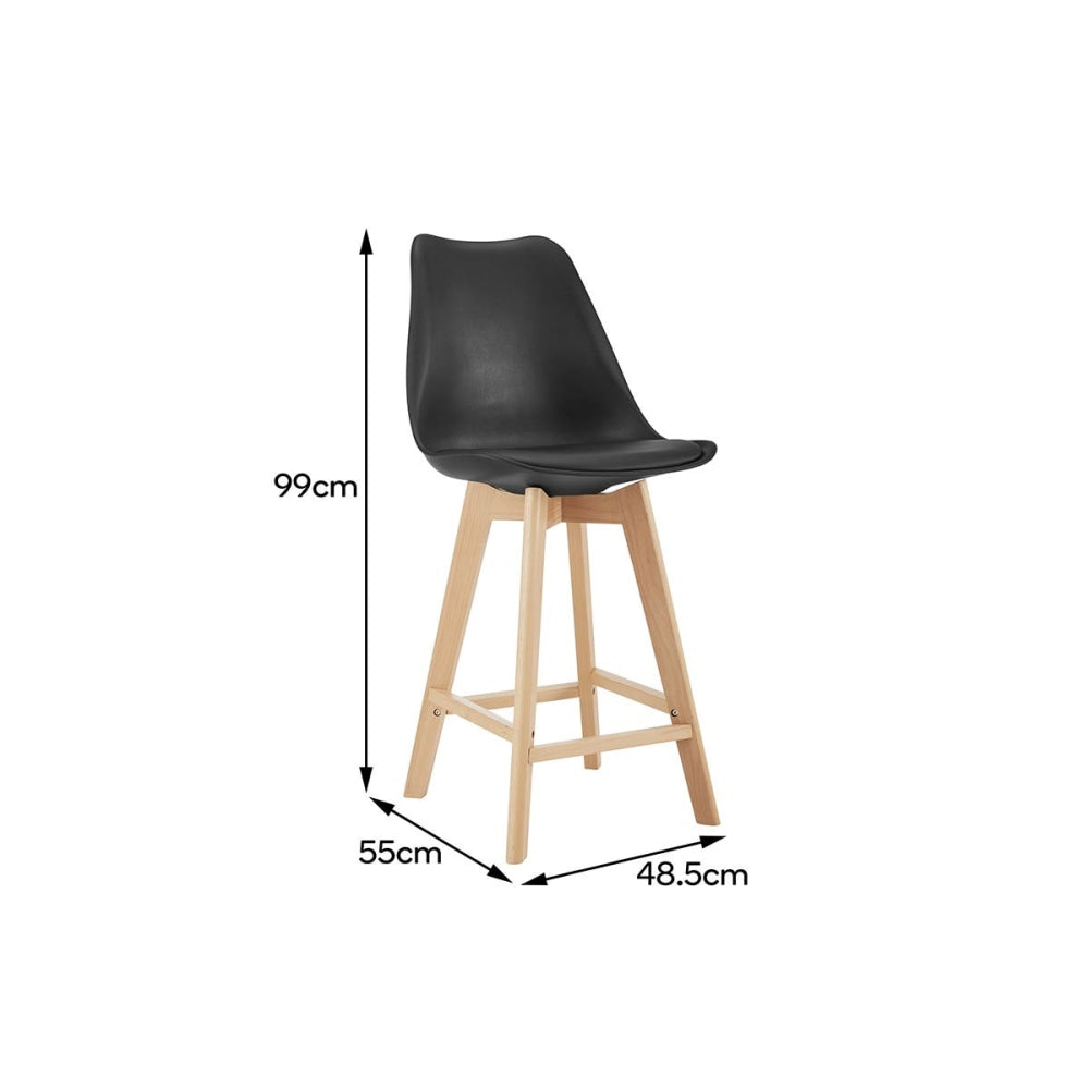Set of 2 Ester Kitchen Counter Bar Stools - Black/Beech Black Stool Fast shipping On sale