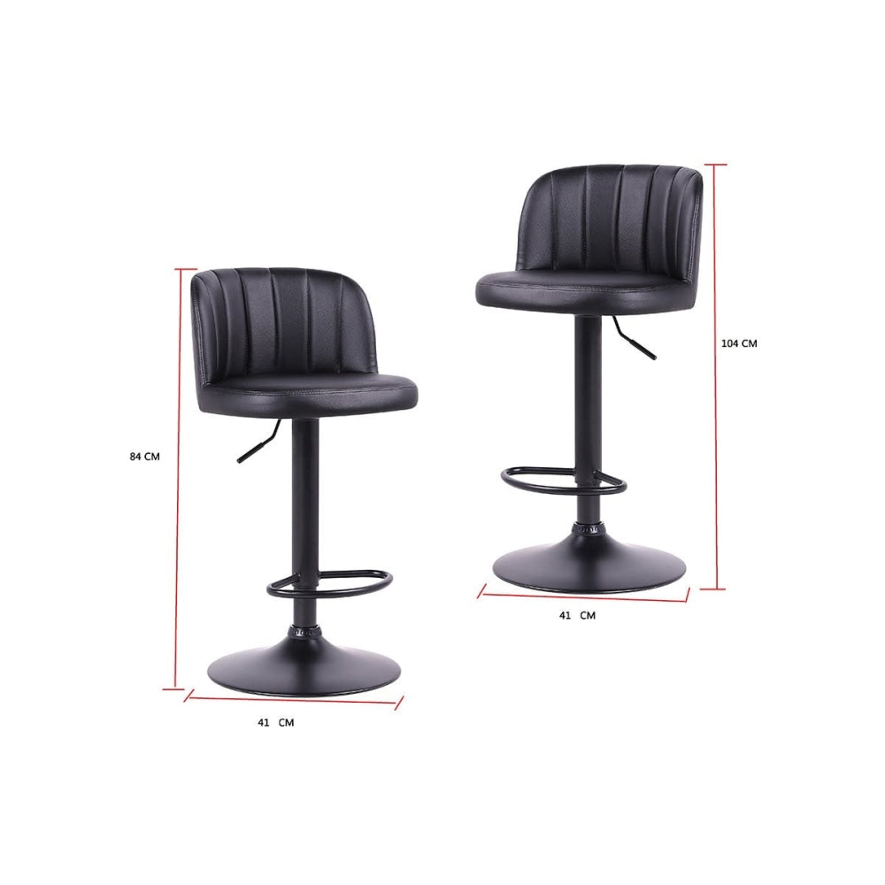 Set of 2 Everton Curved Kitchen Counter Bar Stools - Black PU Stool Fast shipping On sale