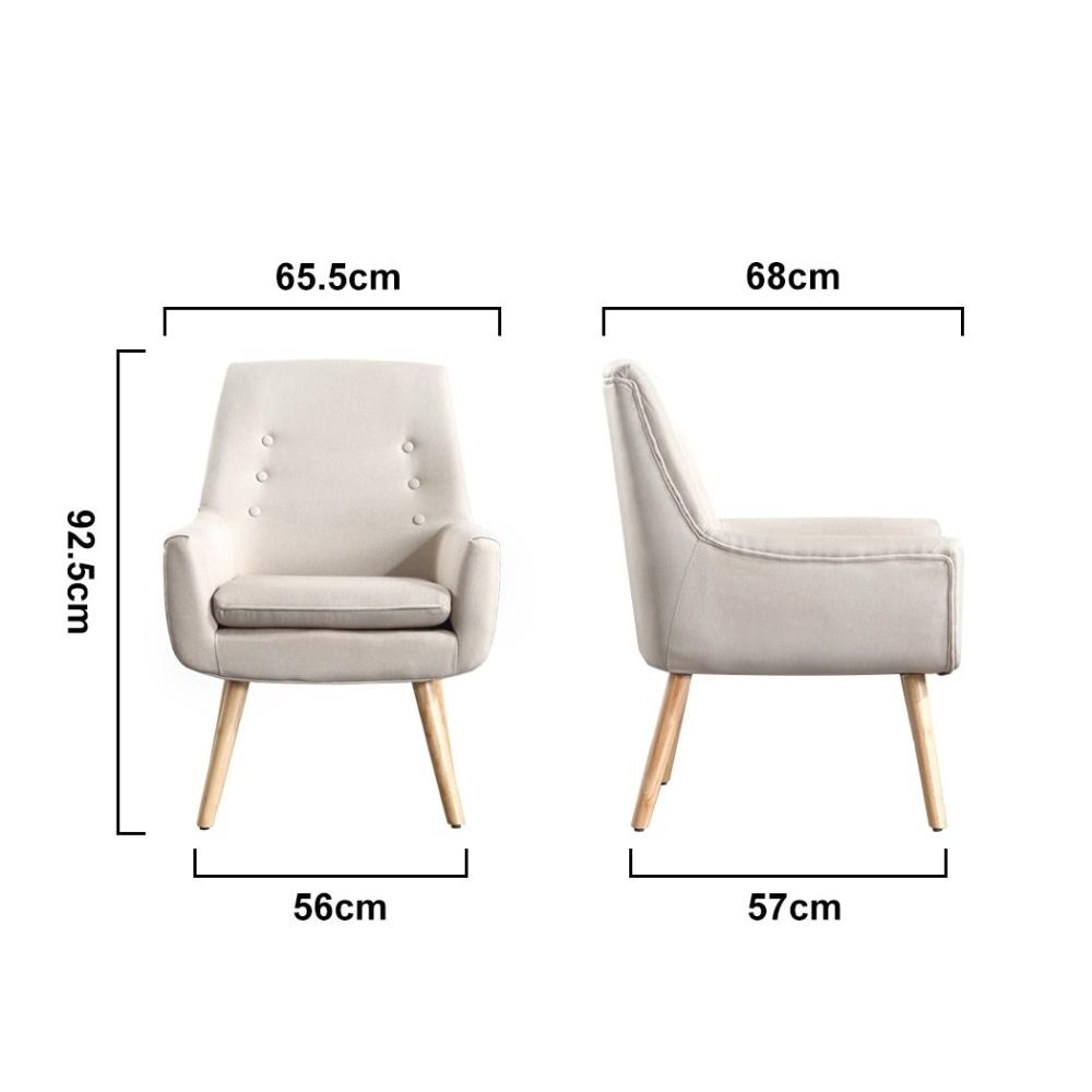 Set of 2 Fabric Dining Kitchen Wooden Modern Cafe Chair Beige Fast shipping On sale
