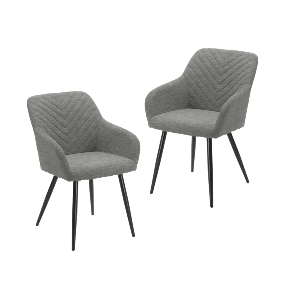 Set Of 2 Fari Fabric Dining Chairs Metal Legs - Pewter Chair Fast shipping On sale