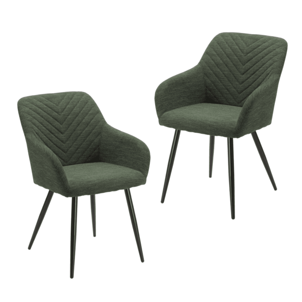 Set Of 2 Fari Fabric Dining Chairs Metal Legs - Pistacchio Chair Fast shipping On sale