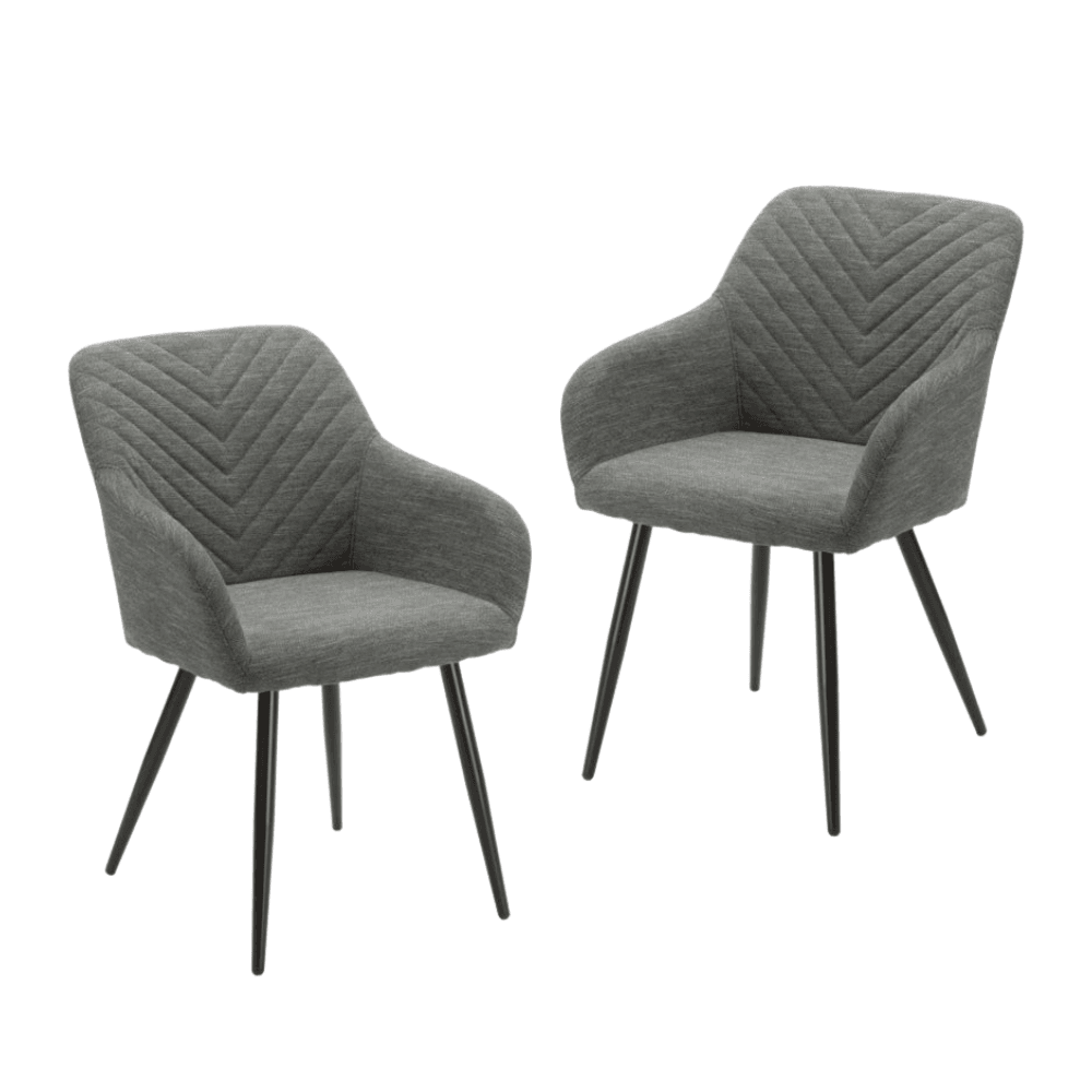 Set Of 2 Fari Fabric Dining Chairs Metal Legs - Steel Chair Fast shipping On sale