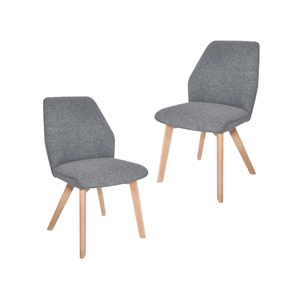 Set Of 2 Felix Fabric Kitchen Dining Chair W/ Solid Wood Legs - Grey Fast shipping On sale