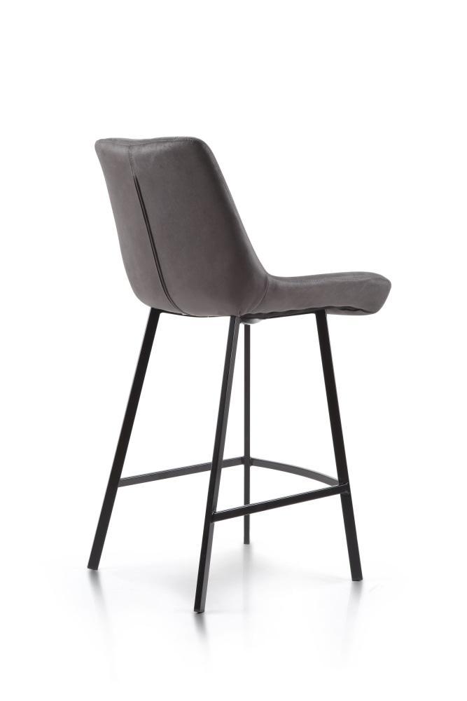Set of 2 Fin Fabric Bar Stool - Black Metal Legs 68cm - Charcoal Fast shipping On sale
