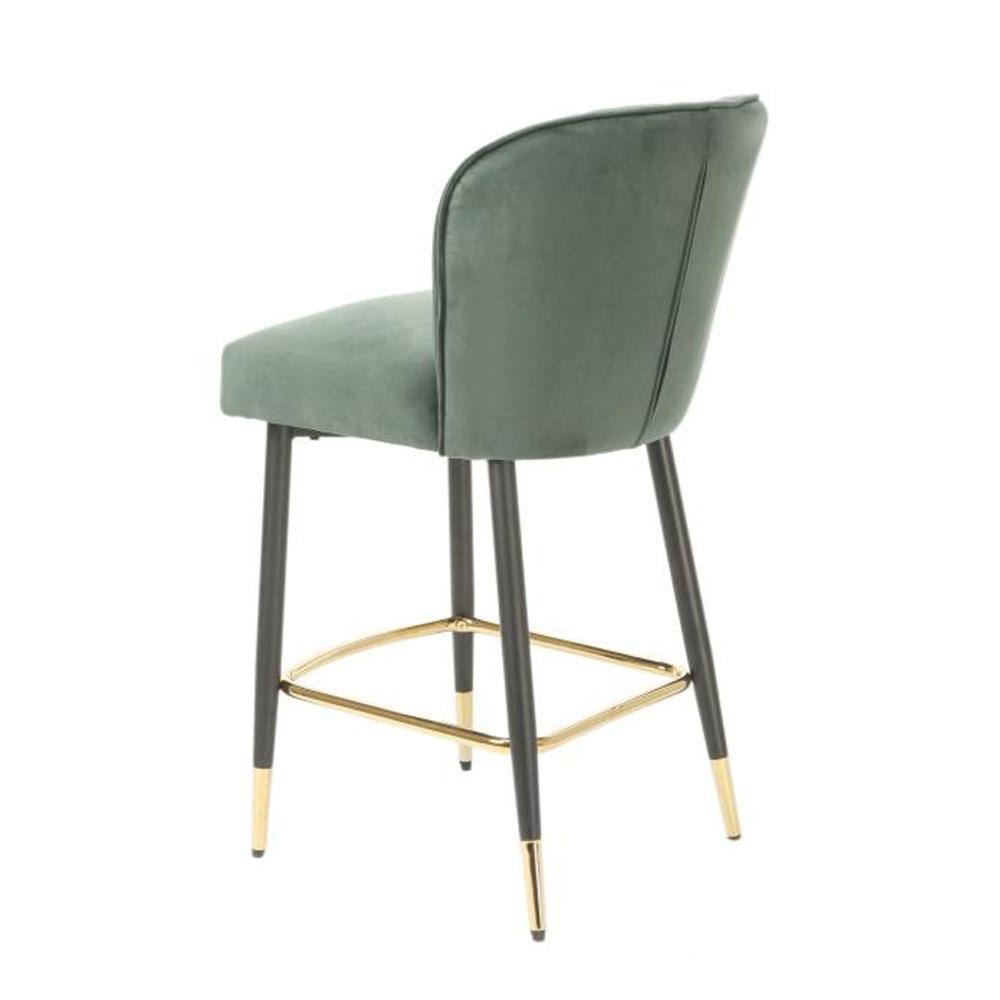 Set of 2 Gaia Velvet Fabric Kitchen Counter Bar Stool 63cm - Emerald Fast shipping On sale