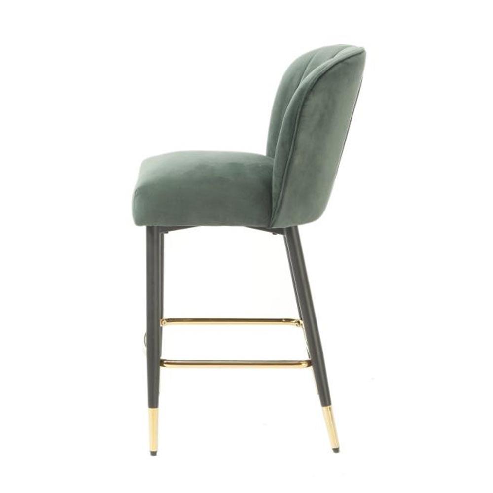 Set of 2 Gaia Velvet Fabric Kitchen Counter Bar Stool 63cm - Emerald Fast shipping On sale