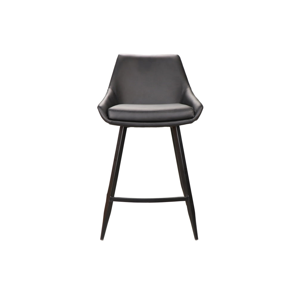 Set Of 2 Giannis Eco Leather Kitchen Counter Bar Stool Metal Legs - Black Fast shipping On sale