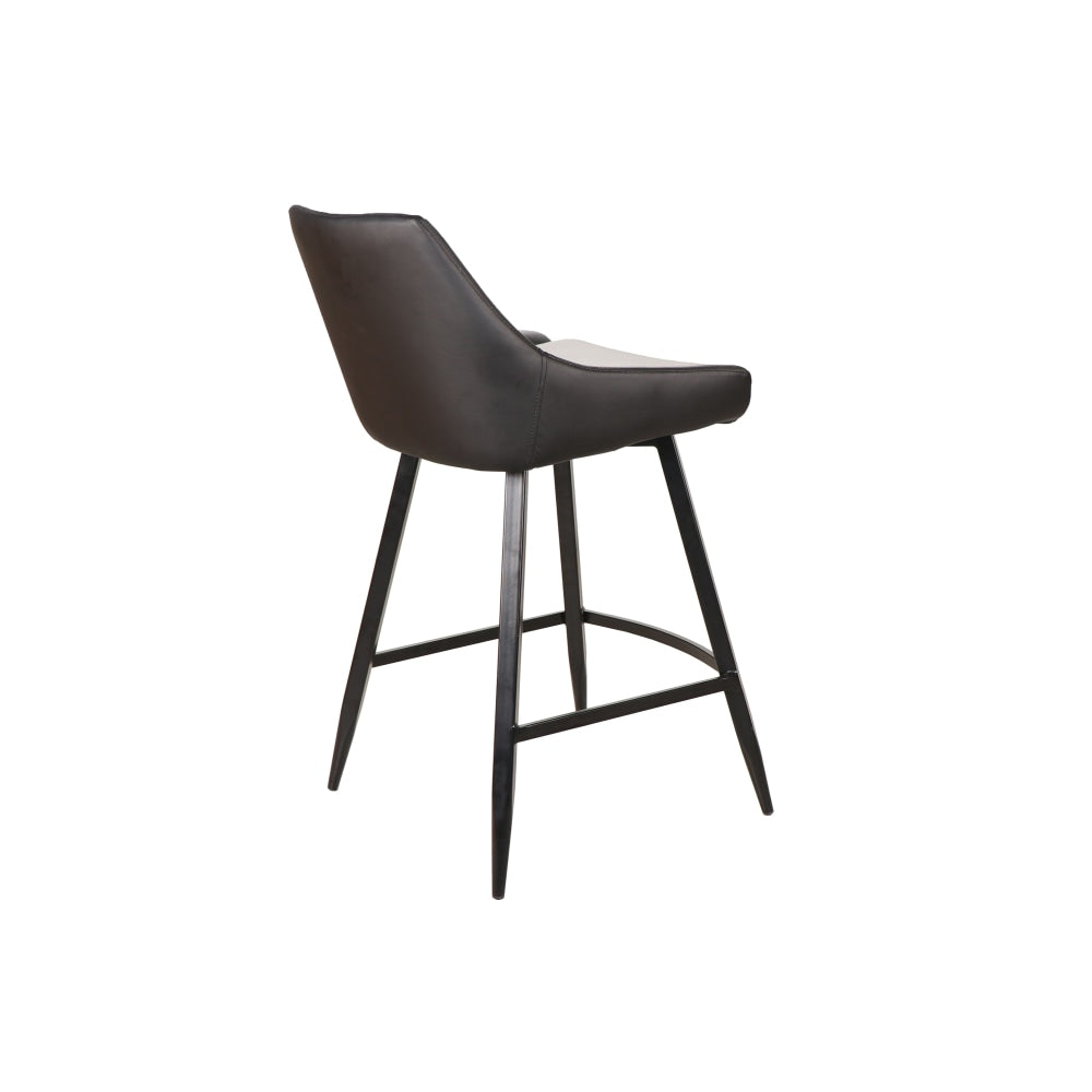 Set Of 2 Giannis Eco Leather Kitchen Counter Bar Stool Metal Legs - Black Fast shipping On sale