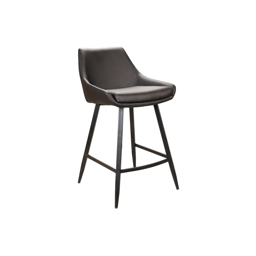 Set Of 2 Giannis Eco Leather Kitchen Counter Bar Stool Metal Legs - Black Fast shipping On sale