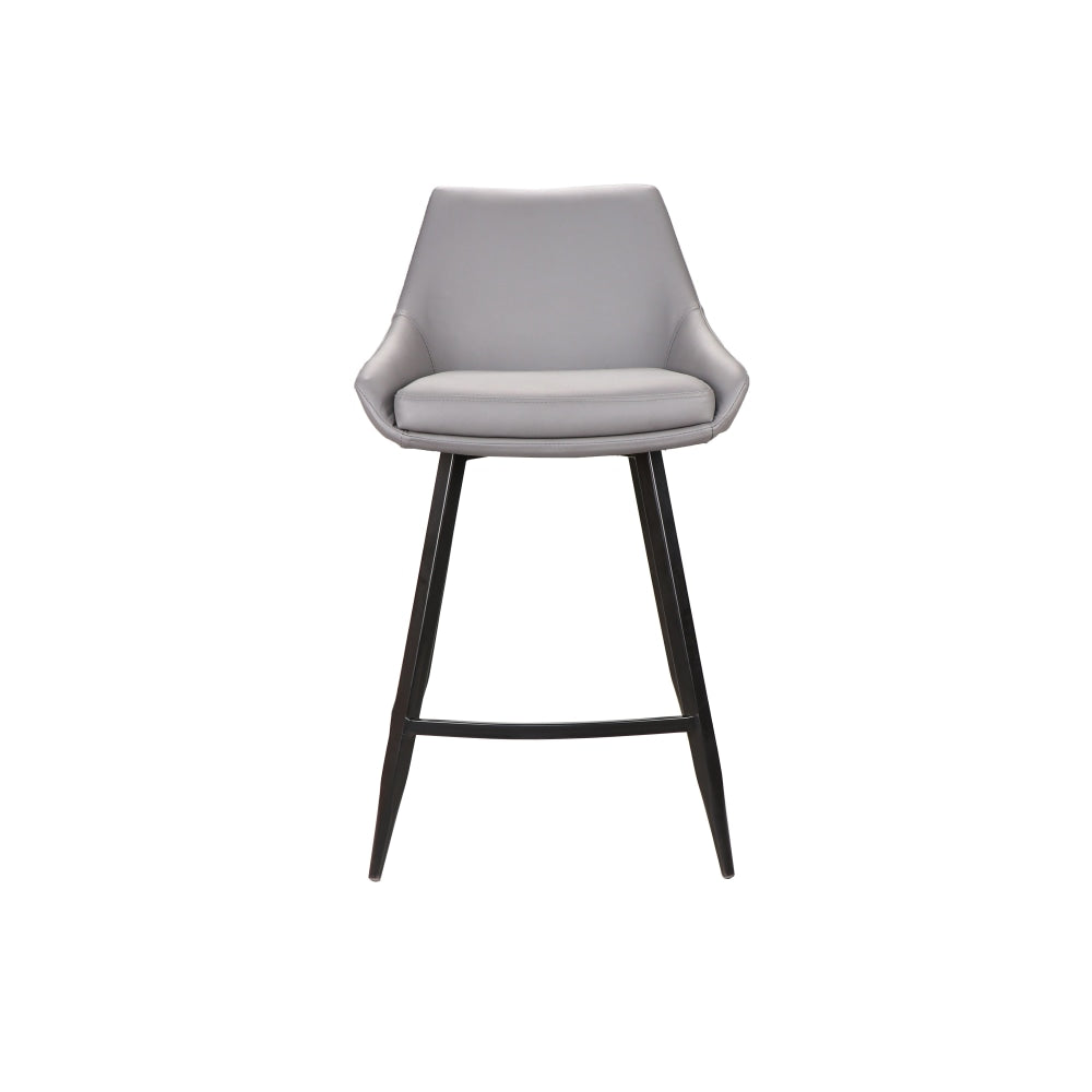 Set Of 2 Giannis Eco Leather Kitchen Counter Bar Stool Metal Legs - Grey Fast shipping On sale