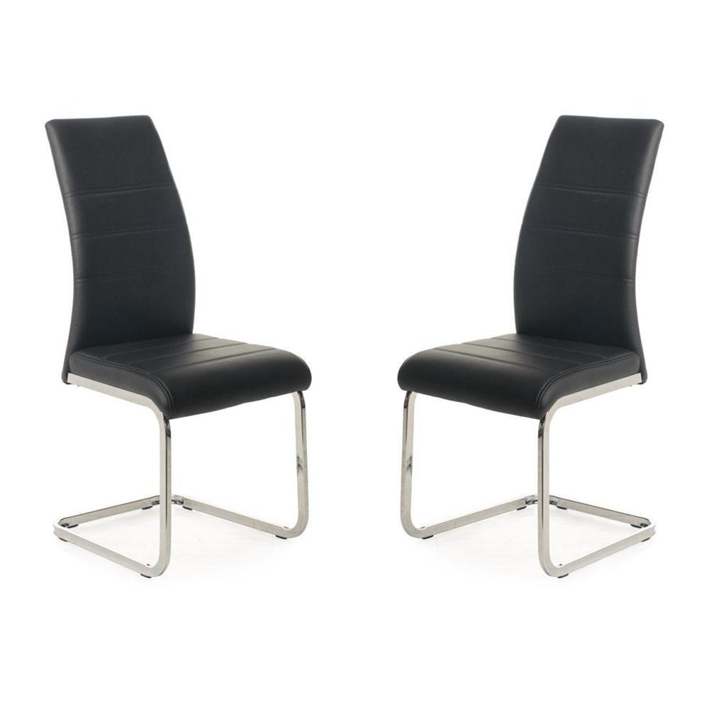 Momentous Living Set of 2 Giara Faux Leather Dining Chair Chrome Legs