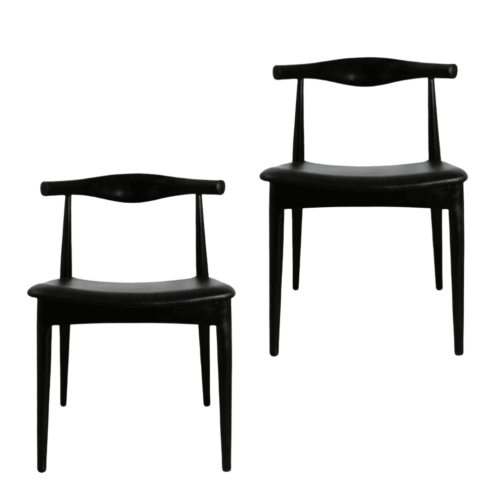 Set of 2 - Hans Wegner Replica CH20 Elbow Dining Chair - Black Frame - Fast shipping On sale