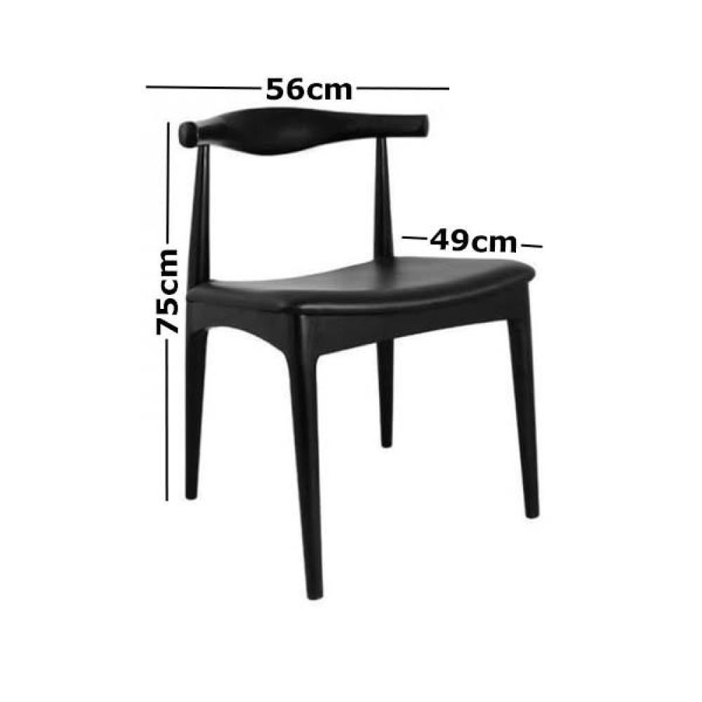 Set of 2 - Hans Wegner Replica CH20 Elbow Dining Chair - Black Frame - Fast shipping On sale