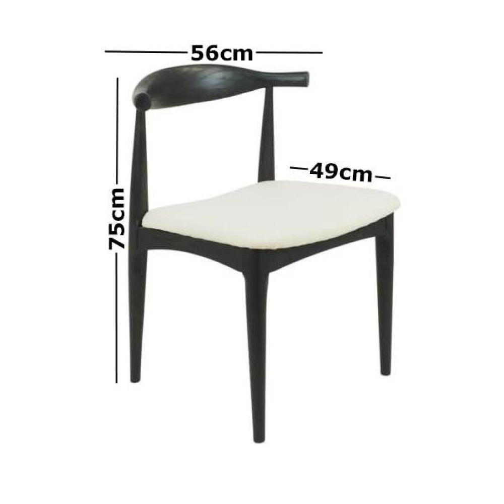 Set of 2 - Hans Wegner Replica CH20 Elbow Dining Chair - Black Frame - White Fast shipping On sale