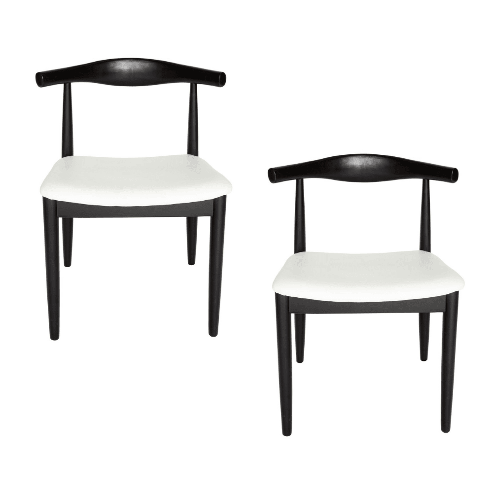 Set of 2 - Hans Wegner Replica CH20 Elbow Dining Chair Black Frame White Fast shipping On sale