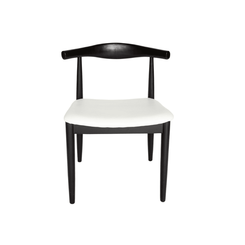 Set of 2 - Hans Wegner Replica CH20 Elbow Dining Chair - Black Frame - White Fast shipping On sale