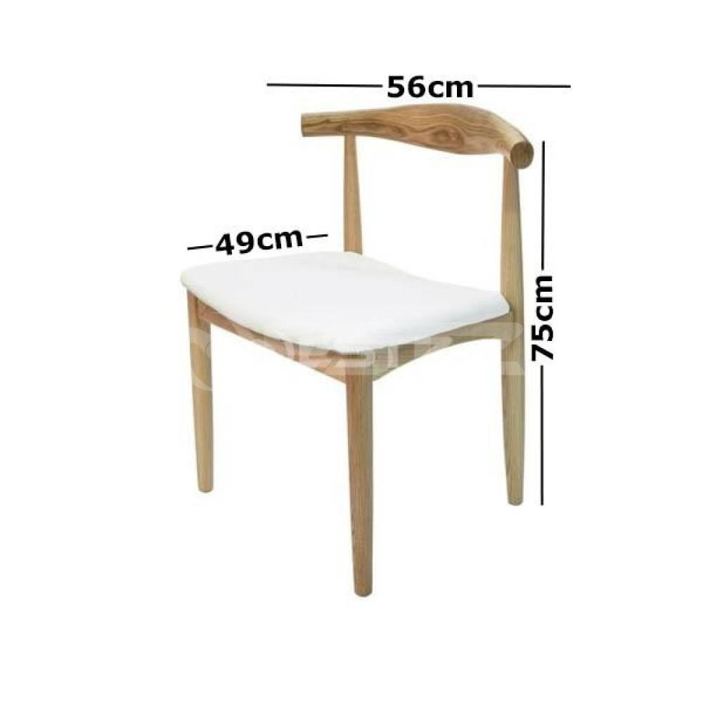 Set of 2 - Hans Wegner Replica CH20 Elbow Dining Chair - Natural Frame - White Fast shipping On sale