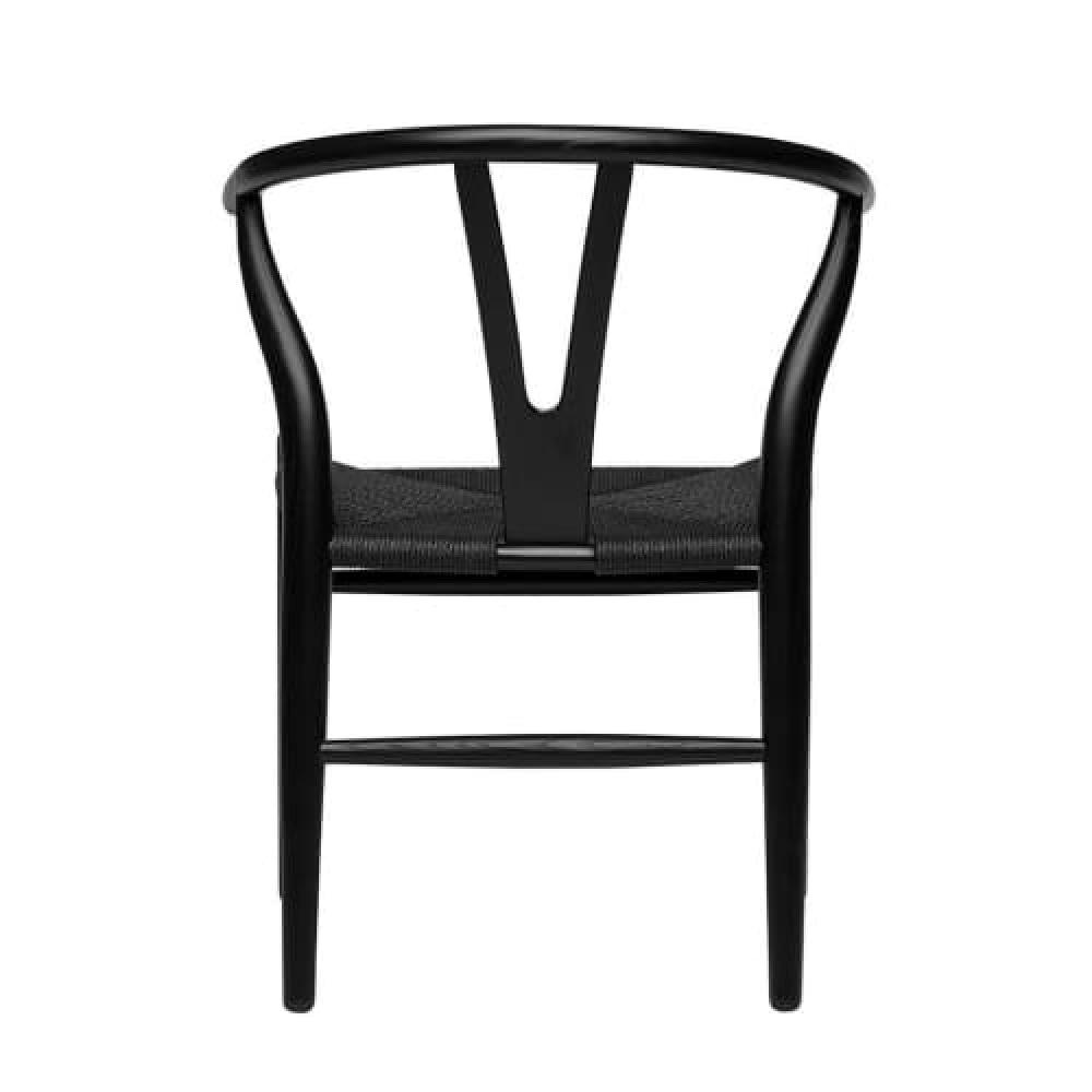 Set of 2 - Hans Wegner Replica Wishbone Cord Dining Chair Black Seat Fast shipping On sale
