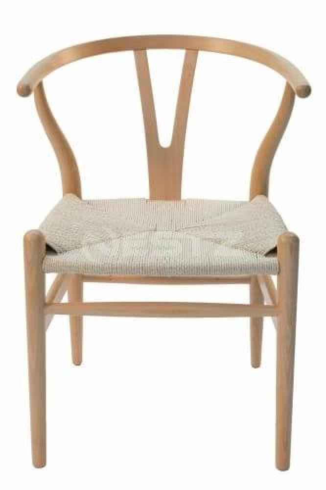 Set of 2 - Hans Wegner Replica Wishbone Cord Dining Chair - Natural Beech Fast shipping On sale