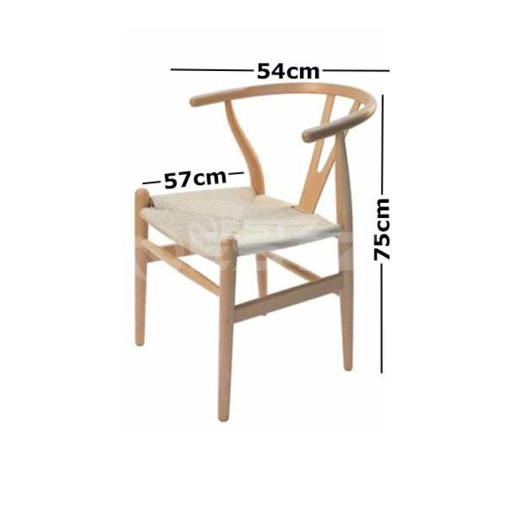 Set of 2 - Hans Wegner Replica Wishbone Cord Dining Chair - Natural Beech Fast shipping On sale