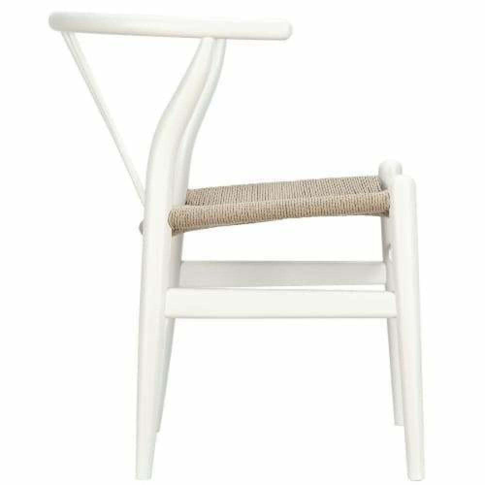 Set of 2 - Hans Wegner Replica Wishbone Cord Dining Chair - White Fast shipping On sale