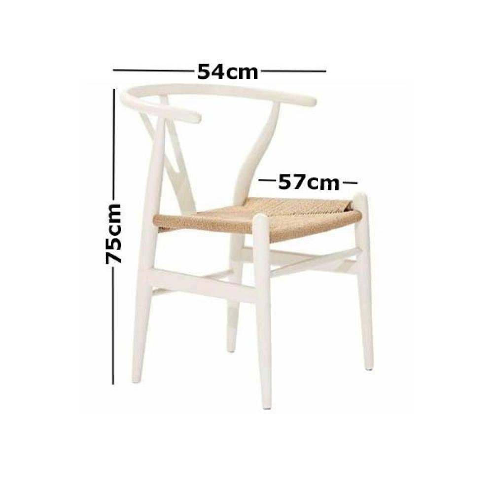 Set of 2 - Hans Wegner Replica Wishbone Cord Dining Chair - White Fast shipping On sale