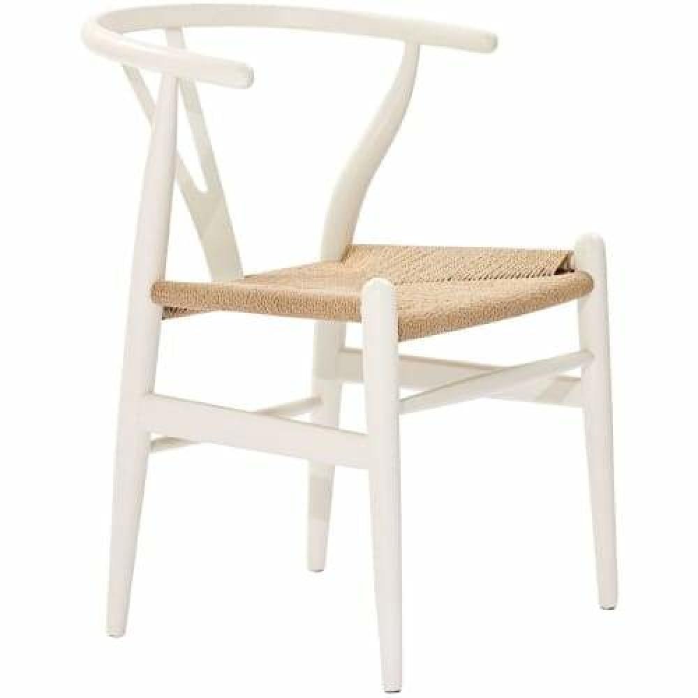 Set of 2 - Hans Wegner Replica Wishbone Cord Dining Chair White Fast shipping On sale