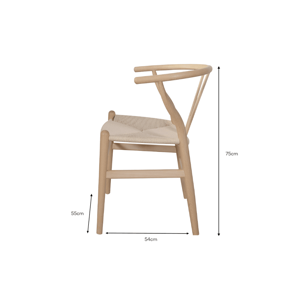 Set of 2 Hans Wegner Replica Wishbone Kitchen Dining Chair - Oak Wood/Natural Natural Fast shipping On sale