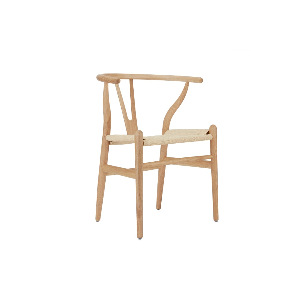 Set of 2 Hans Wegner Replica Wishbone Kitchen Dining Chair - Oak Wood/Natural Natural Fast shipping On sale